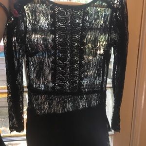 Black lace Free People dress with slip included